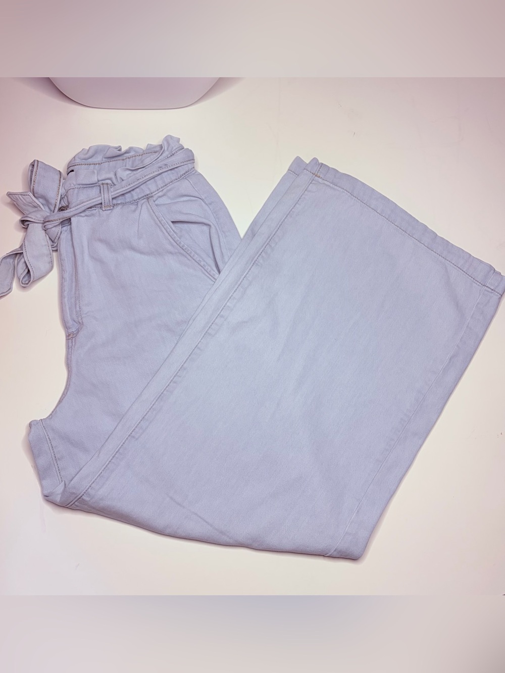 Banana Republic Light Blue Wide-Leg Paperbag Jeans